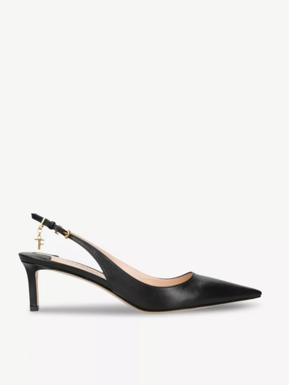 Tom Ford Black Leather Angelina Slingback Pumps Pointed Toe Kitten Heel 37